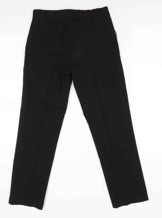 Marks and Spencer Boys Black Polyester Dress Pants Trousers Size 11-12 Years Regular Zip - Back Elastication