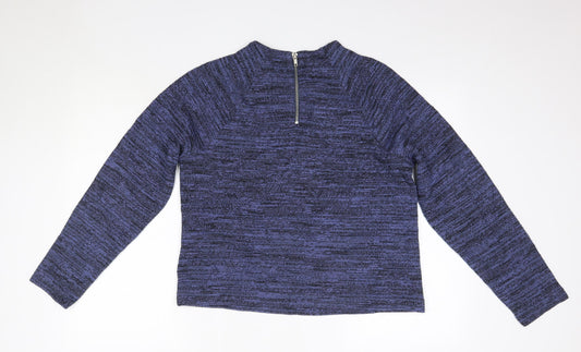 M&S Womens Blue Round Neck Polyester Pullover Jumper Size 14