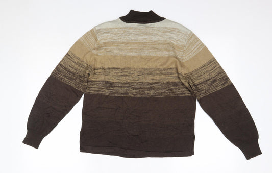 Montafon Womens Brown High Neck Acrylic Pullover Jumper Size L