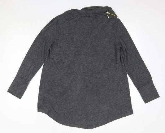 Caroline Morgan Womens Grey Round Neck Viscose Pullover Jumper Size 8