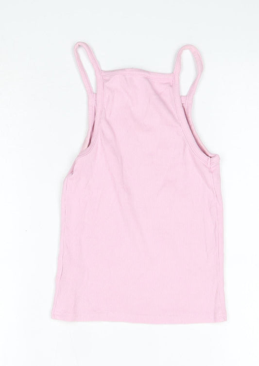 New Look Womens Pink Cotton Camisole Tank Size 8 Square Neck