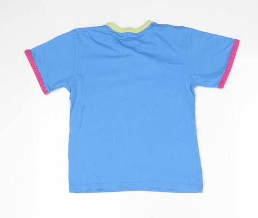 George Boys Blue 100% Cotton Basic T-Shirt Size 7-8 Years Round Neck