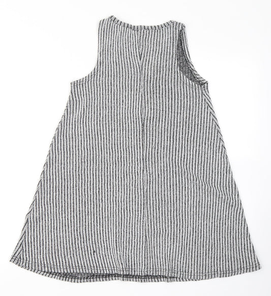 Atmosphere Womens Grey Striped Polyester Sheath Size 8 Round Neck