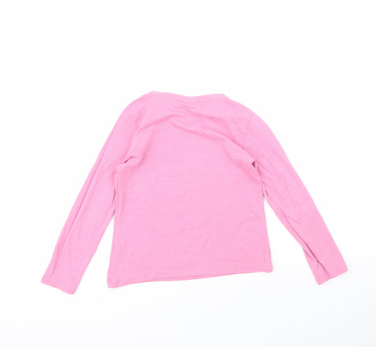 Matalan Girls Pink 100% Cotton Basic T-Shirt Size 7 Years Round Neck