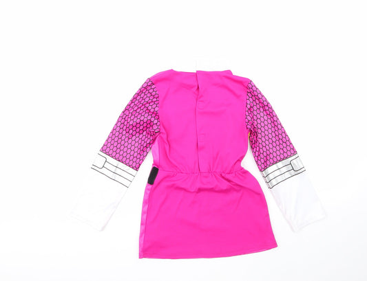Power Rangers Girls Multicoloured Geometric 100% Polyester Fit & Flare Size 7-8 Years Round Neck - power rangers