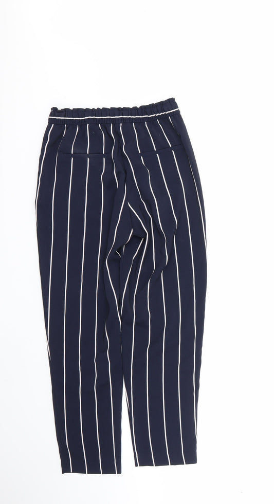 H&M Womens Multicoloured Striped Polyester Trousers Size 6 L23 in Regular