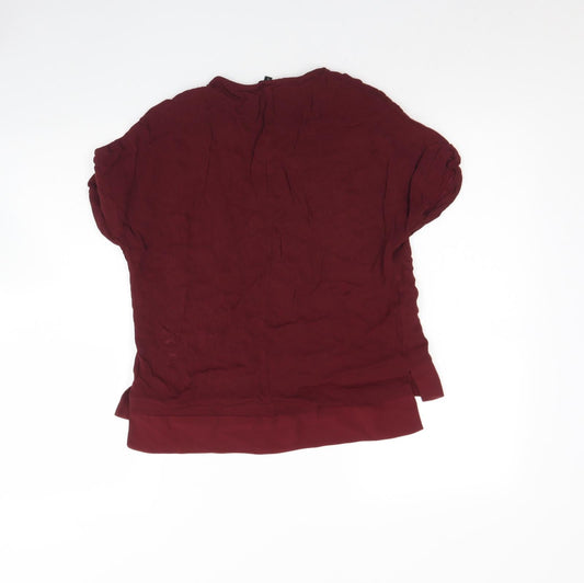River Island Womens Red Polyester Basic Blouse Size 6 Round Neck