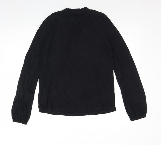 M&S Womens Black Viscose Basic Blouse Size 8 Round Neck