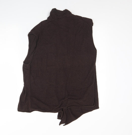 ELVI Womens Brown V-Neck Cotton Cardigan Jumper Size S