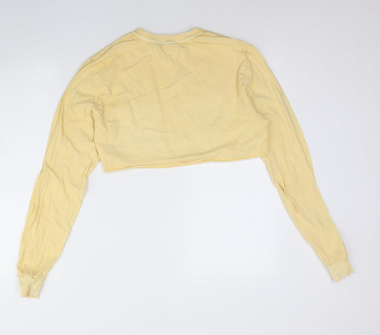 ASOS Womens Yellow Cotton Cropped T-Shirt Size 8 Round Neck