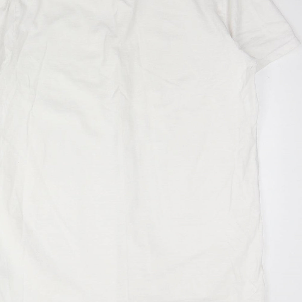 Easy Mens White Cotton Button-Up Size XL Collared Button