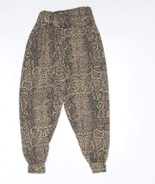 Preworn Girls Brown Animal Print Polyester Capri Trousers Size 11 Years Regular