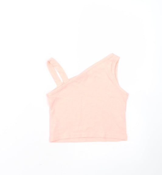 Matalan Girls Orange Cotton Basic T-Shirt Size 4 Years One Shoulder