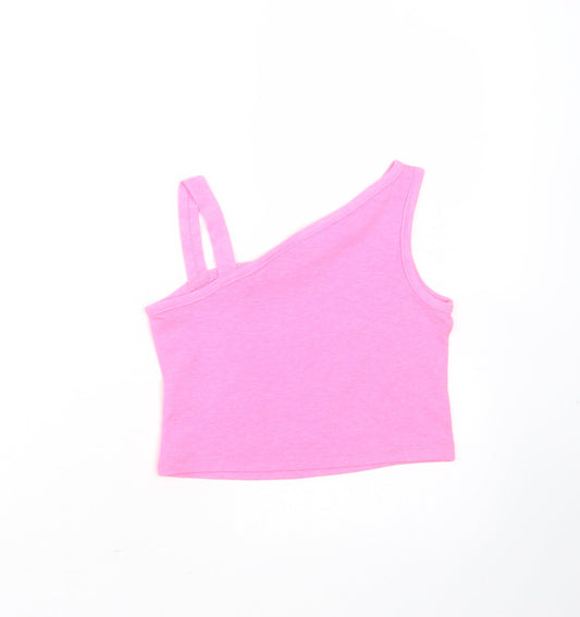 Matalan Girls Pink Cotton Basic T-Shirt Size 4 Years One Shoulder