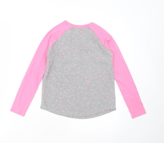 Crewcuts Girls Grey Geometric Cotton Basic T-Shirt Size 8 Years Round Neck - Star Pattern