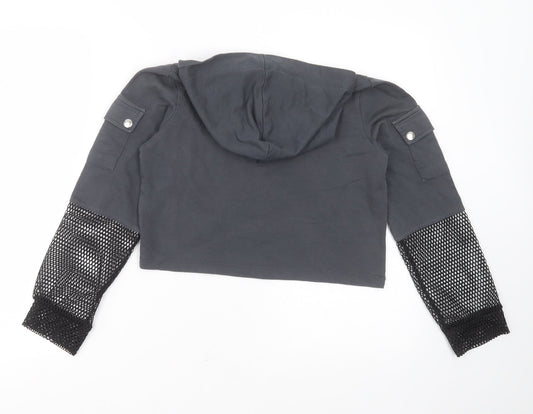Select Girls Grey Cotton Pullover Hoodie Size 14 Years - new york