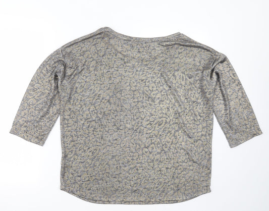 NEXT Womens Silver Round Neck Animal Print Polyester Pullover Jumper Size 14
