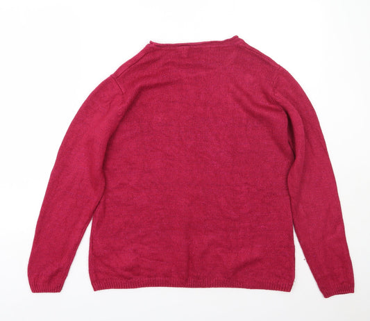 isle Womens Pink Round Neck Acrylic Pullover Jumper Size L