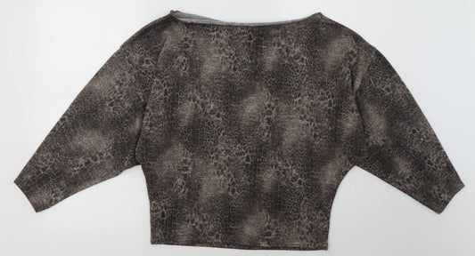 Lipsy Womens Brown Animal Print Polyester Pullover Sweatshirt Size 4 Pullover