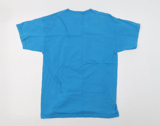 Fruit of the Loom Boys Blue Cotton Basic T-Shirt Size 12-13 Years Crew Neck - Gran Canaria