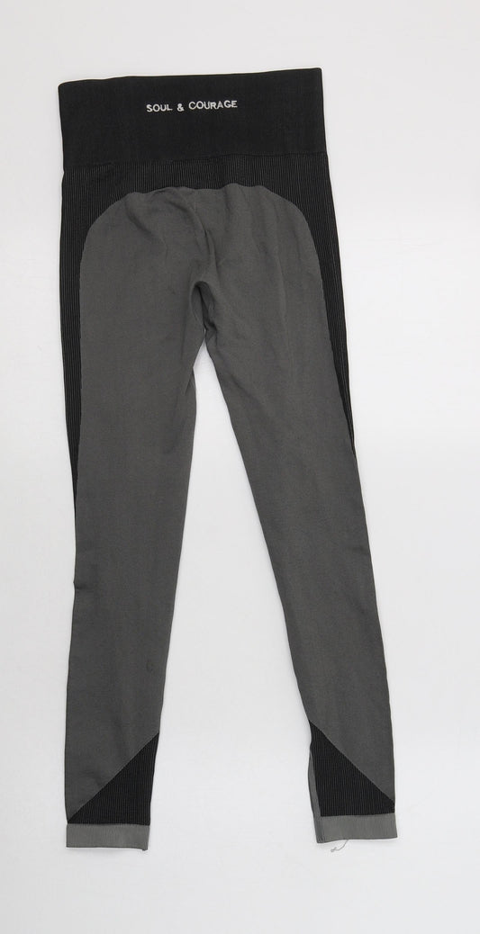 Soul & Courage Womens Grey Nylon Compression Leggings Size S L26 in Regular