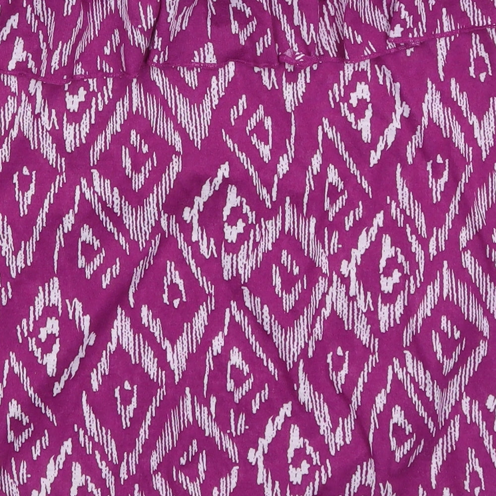 Peacocks Womens Purple Geometric Polyester Basic Tank Size M Off the Shoulder