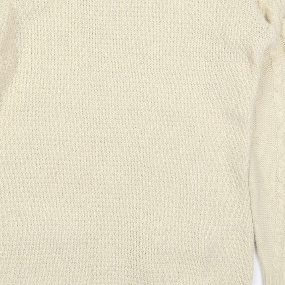 River Island Womens Beige Round Neck Acrylic Full Zip Jumper Size 6