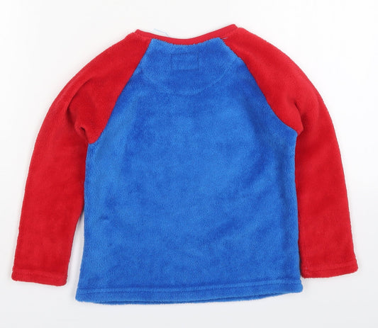 Primark Boys Blue Solid Polyester Pyjama Top Size 4-5 Years Pullover - Red Ho Ho Ho Santa