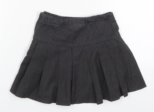 NEXT Girls Grey Polyester Pleated Skirt Size 3 Years Regular Zip