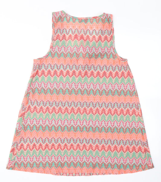 Papaya Womens Orange Striped Polyester A-Line Size 10 Round Neck - Beach wear