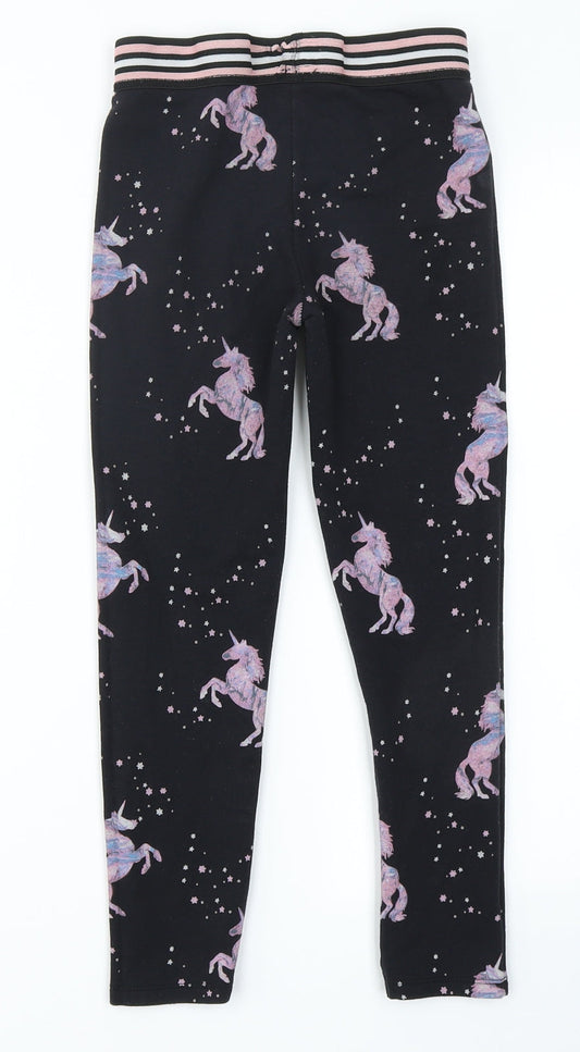 TU Girls Black Spotted Cotton Jegging Trousers Size 9 Months Regular - Unicorn
