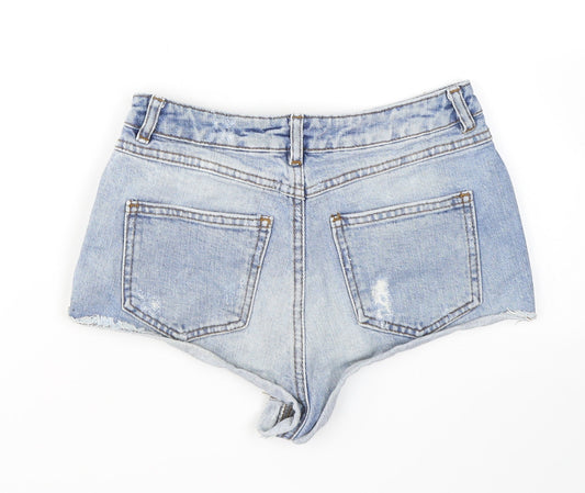 Topshop Moto Womens Blue Cotton Hot Pants Shorts Size 26 in Regular Button