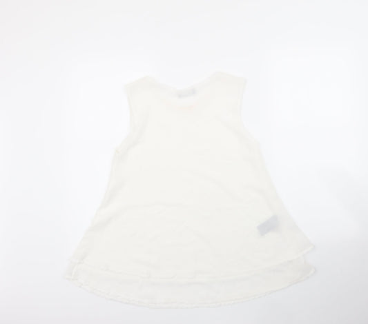 James Lakeland Womens White Polyester Basic Blouse Size 10 Round Neck