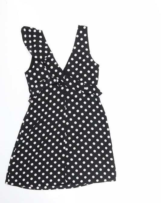 bcbgmazazrai Womens Multicoloured Polka Dot Polyester Fit & Flare Size 4 Round Neck