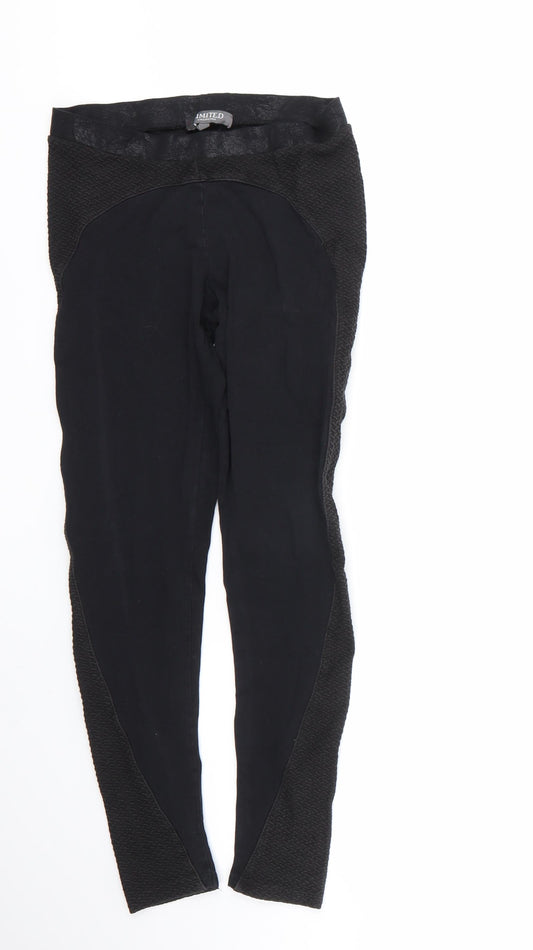 imited Womens Black Cotton Cropped Leggings Size 12 L24 in