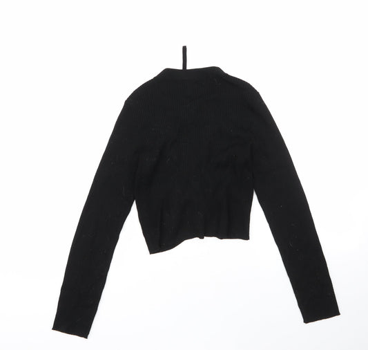 H&M Womens Black Round Neck Viscose Pullover Jumper Size M