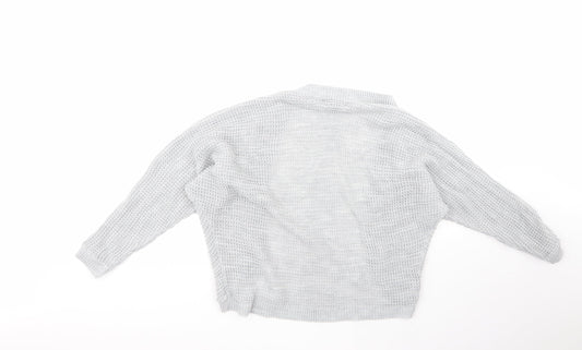 boohoo Womens Grey Round Neck Polyester Cardigan Jumper Size M