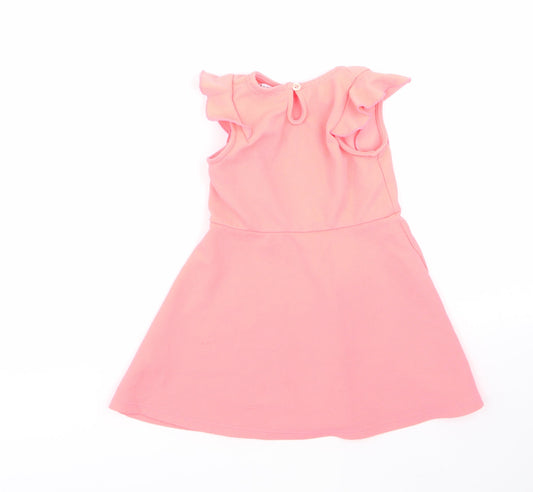 rimark Girls Orange Polyester Fit & Flare Size 5-6 Years Round Neck