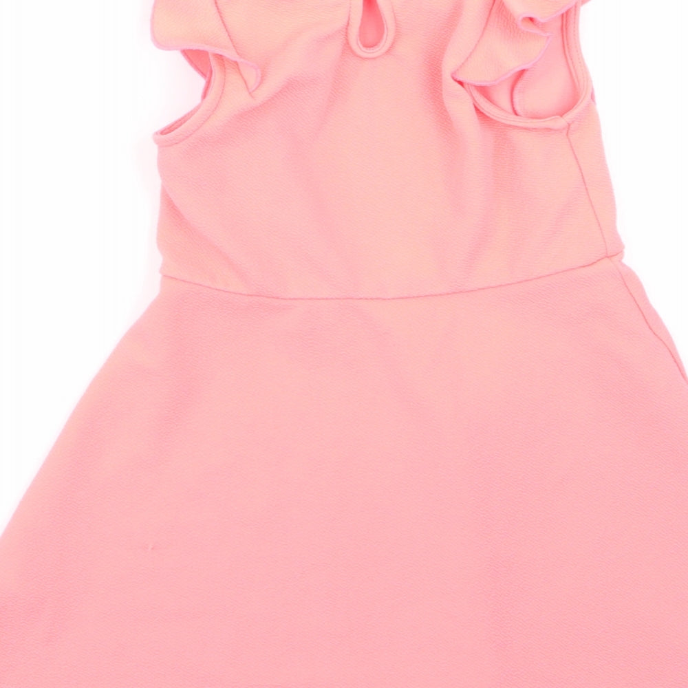 rimark Girls Orange Polyester Fit & Flare Size 5-6 Years Round Neck
