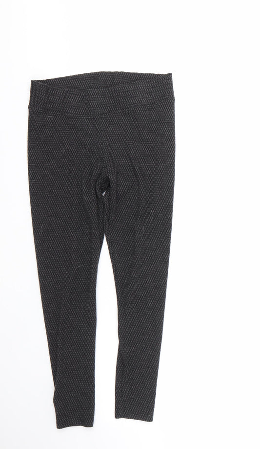 Marks and Spencer Womens Grey Geometric Polyester Cropped Leggings Size 10 L22 in