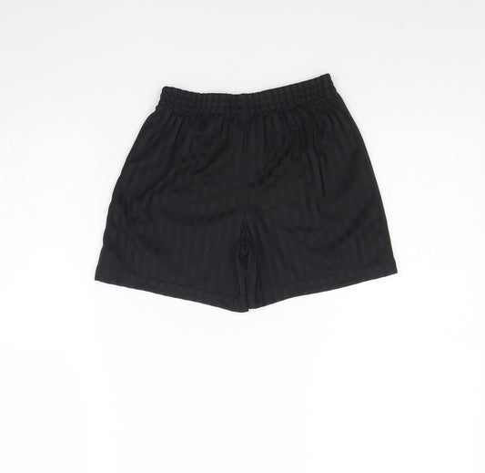 George Boys Black Striped Polyester Sweat Shorts Size 7 Years Regular