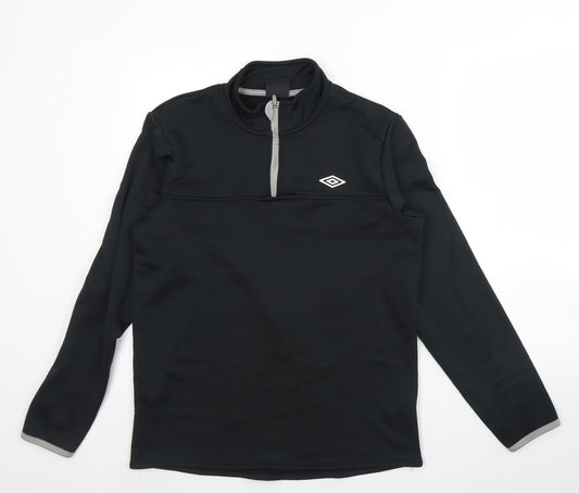 Umbro Mens Black High Neck  Polyester Henley Jumper Size M