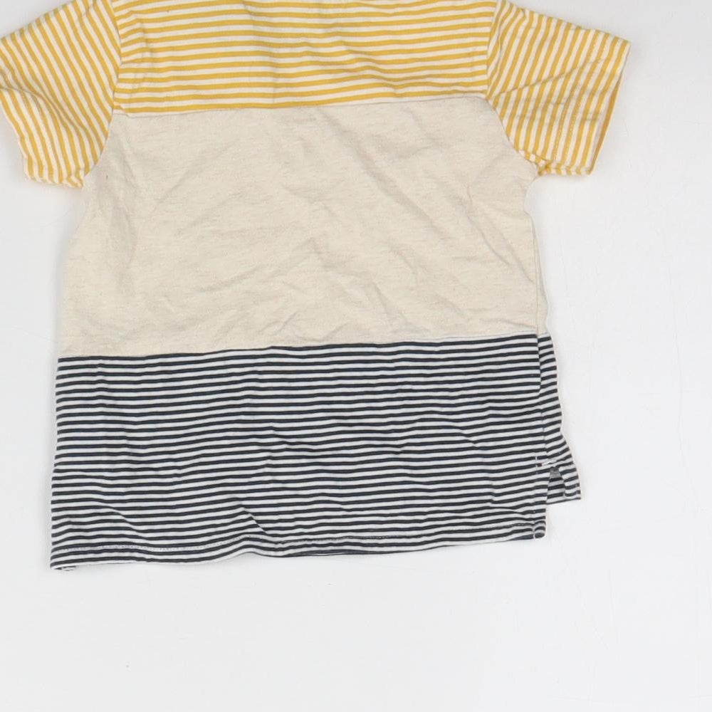 Nutmeg Baby Multicoloured Striped Cotton Basic T-Shirt Size 9-12 Months Round Neck