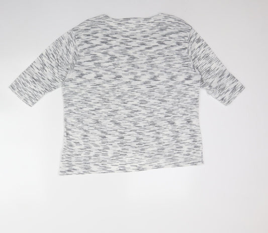 Preworn Womens White Round Neck Herringbone Polyester Pullover Jumper Size 14