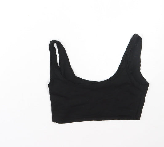Shien Womens Black Cotton Cropped Tank Size XS Scoop Neck