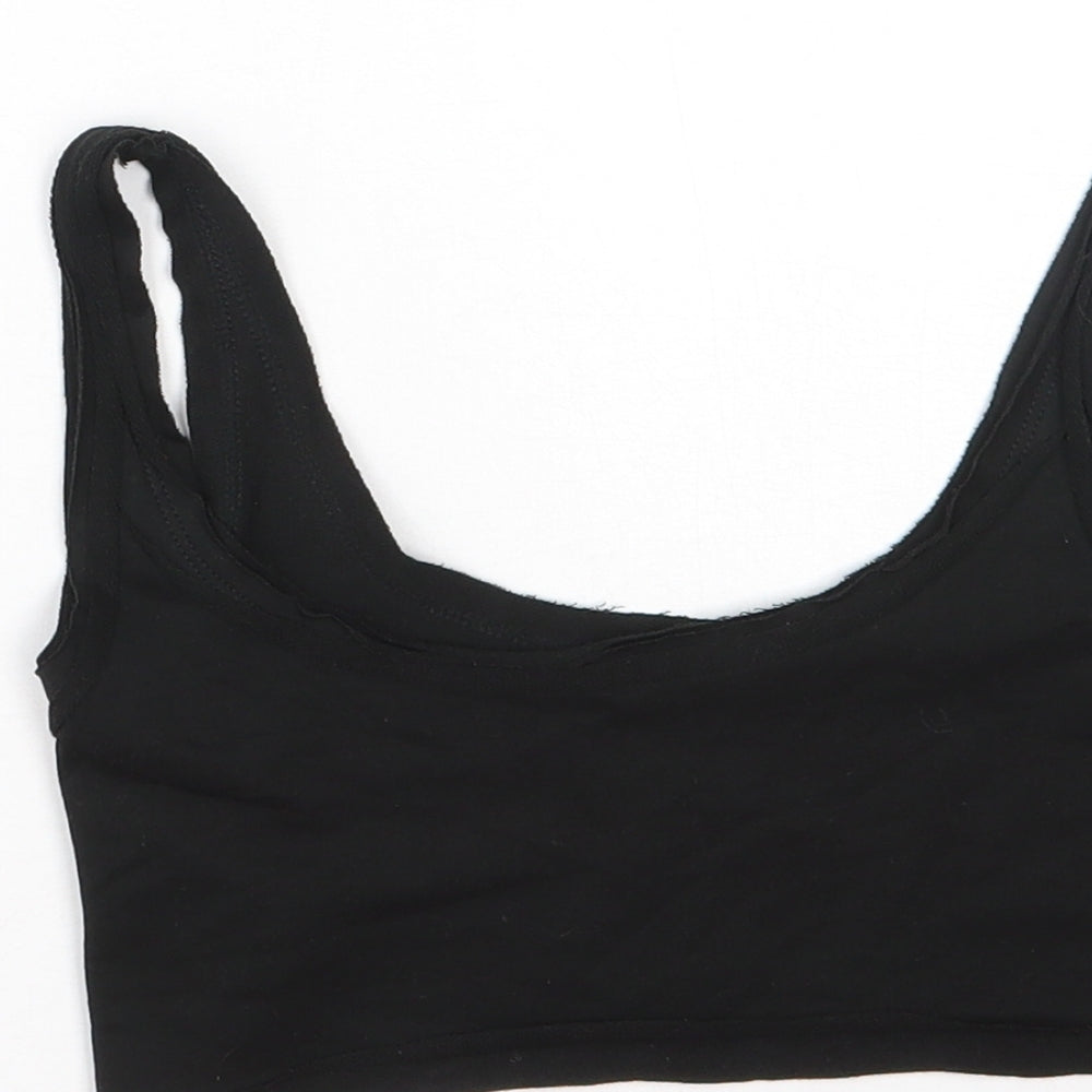 Shien Womens Black Cotton Cropped Tank Size XS Scoop Neck