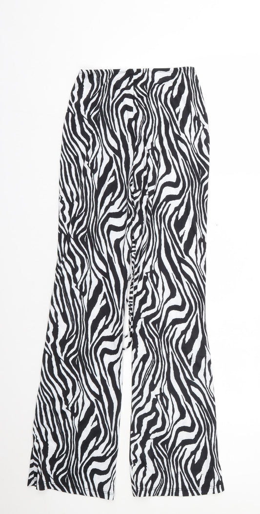 Shien Womens Black Animal Print Polyester Jogger Trousers Size XS L28 in Regular - Zebra