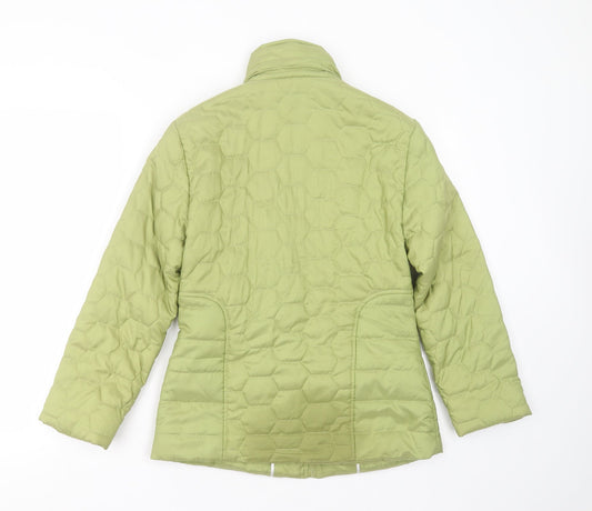 the four seasons london Womens Green Geometric Quilted Jacket Size XS Zip
