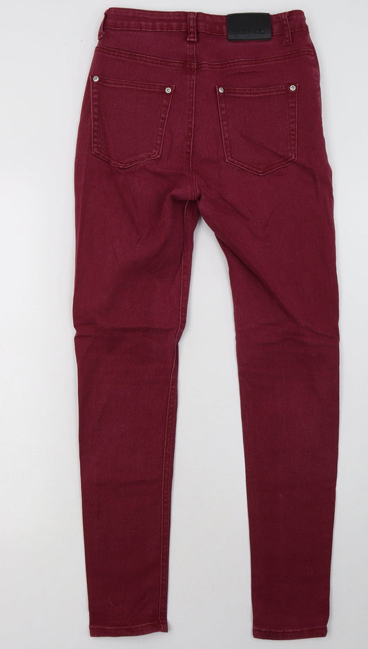 Boohoo Womens Purple Cotton Skinny Jeans Size 8 L30 in Regular Button