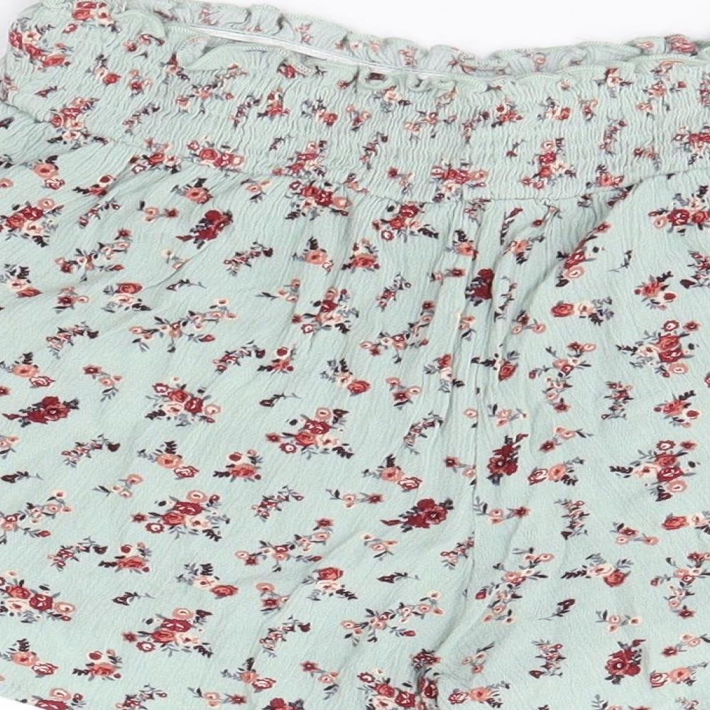 Primark Womens Green Floral Viscose Boyfriend Shorts Size 8 Regular